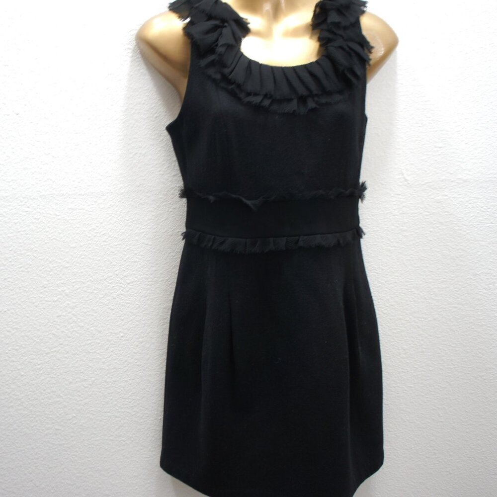 Forever21 black wool chiffon trim dress size M